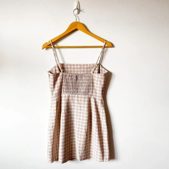 Aritzia Wilfred New Classic Isabelle Check Plaid Mini  Dress Pink White Sz 8 - Picture 4 of 6